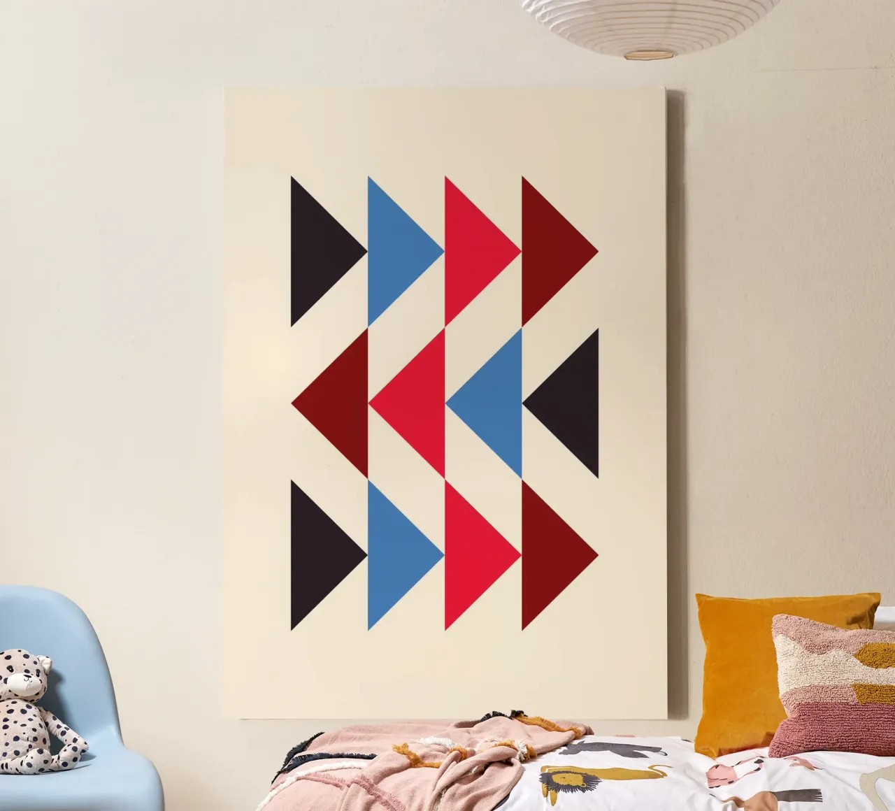Stampa geometrica a triangolo - Rosso Blu Nero Moderno tela da NorwesClub