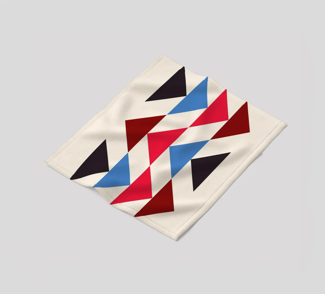 Geometric Triangle Pattern Print - Red Blue Black Modern fleece blanket by NorwesClub