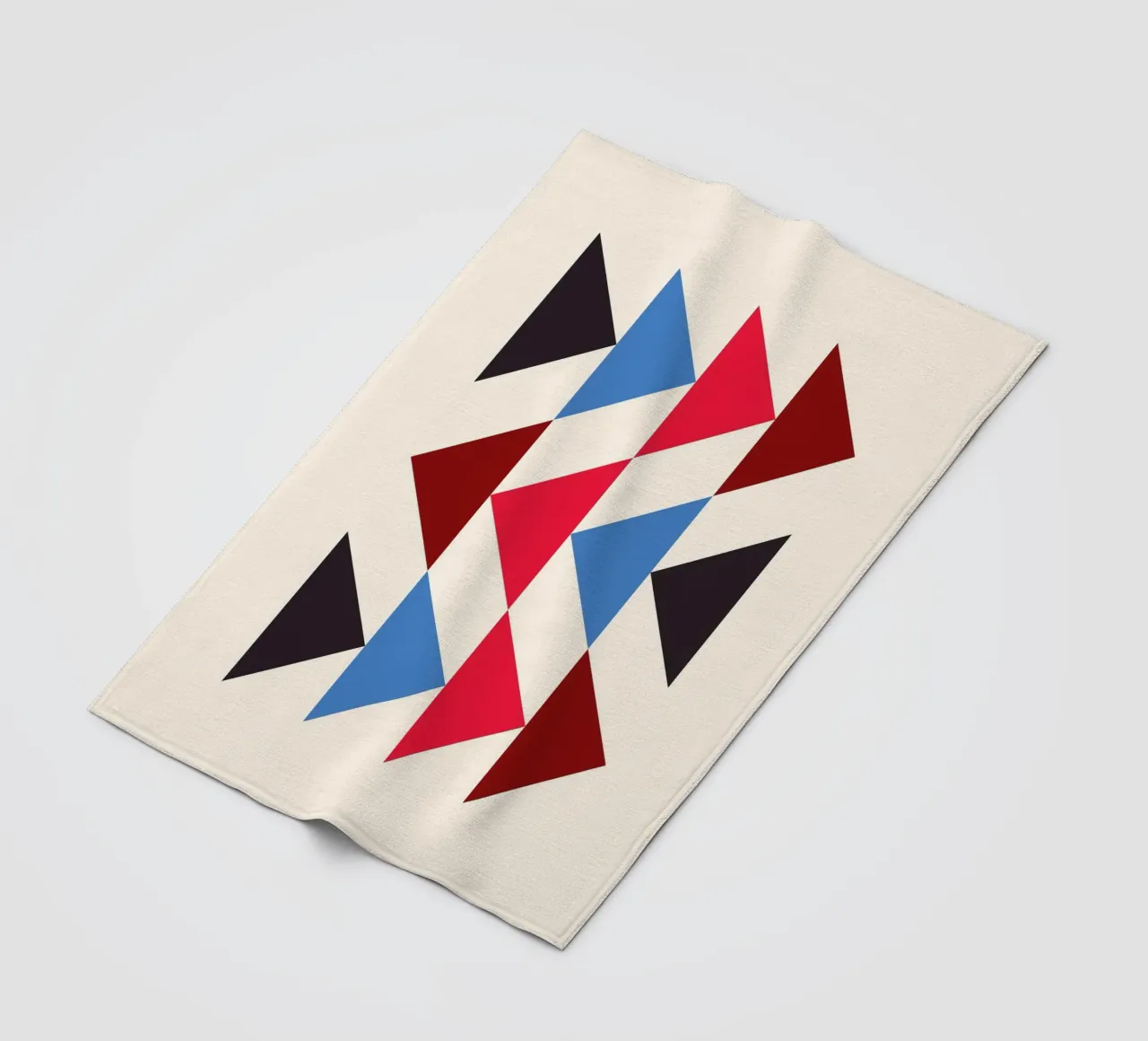 Geometric Triangle Pattern Print - Red Blue Black Modern fleece blanket by NorwesClub