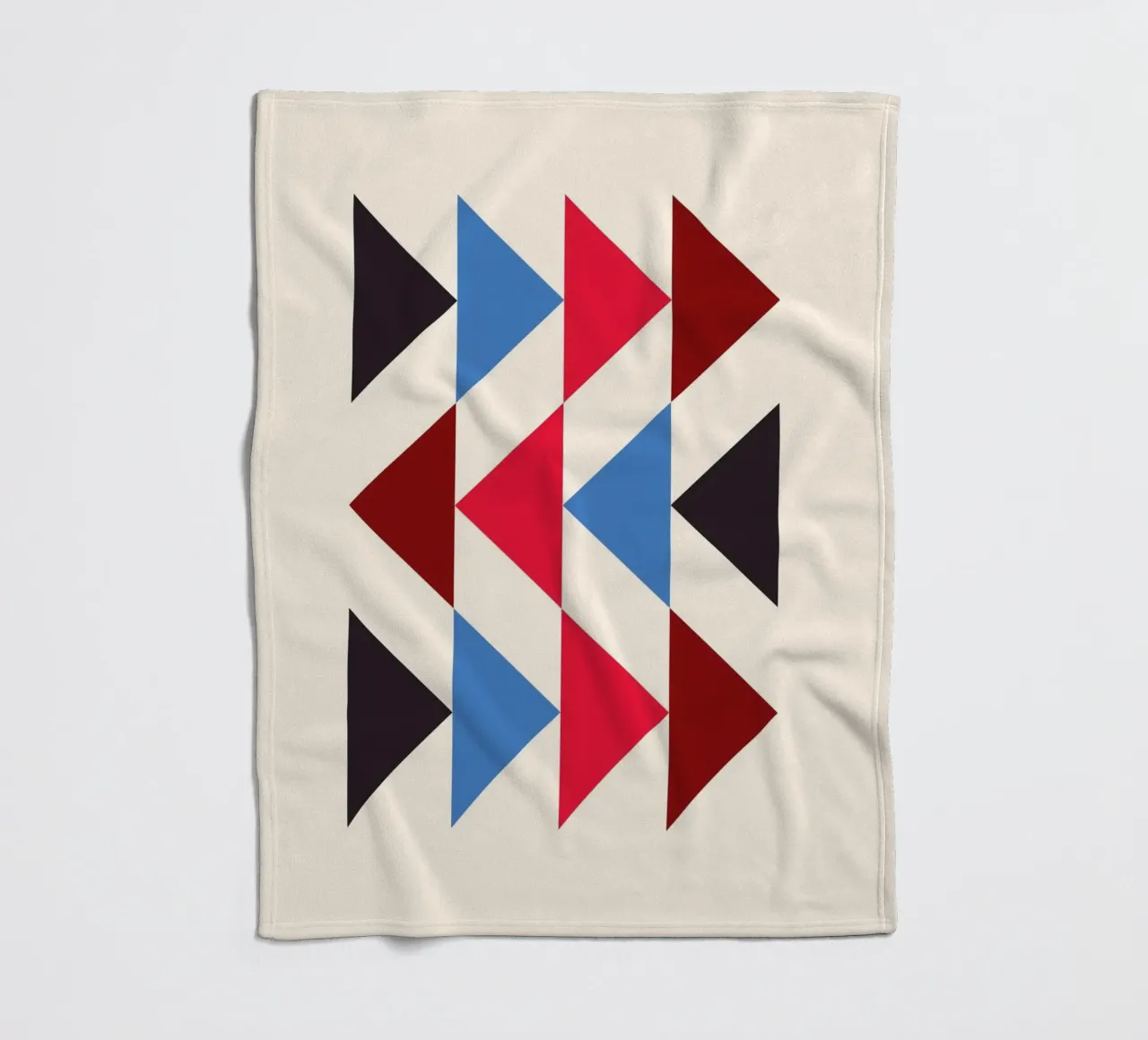 Geometric Triangle Pattern Print - Red Blue Black Modern fleece blanket by NorwesClub