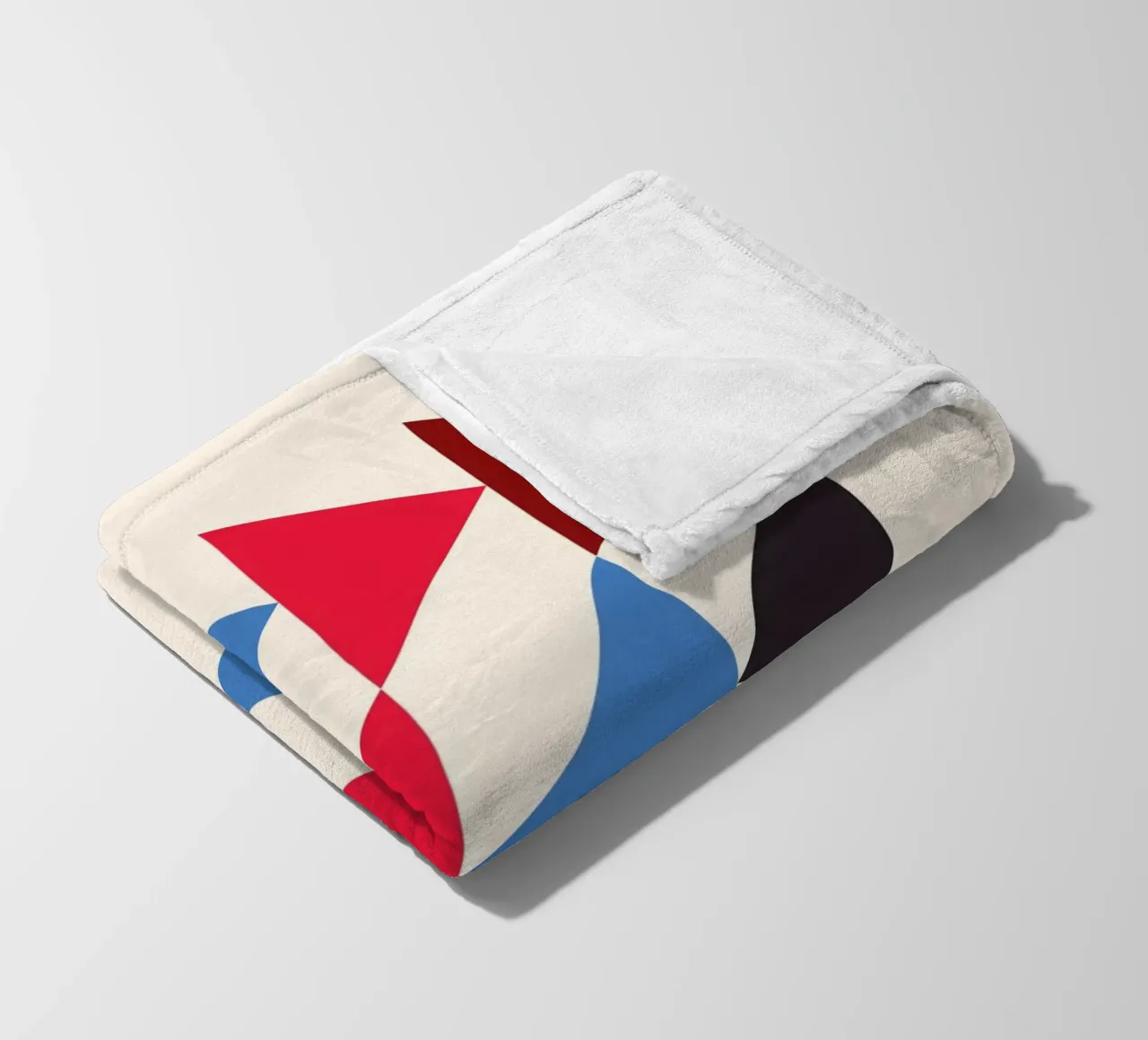 Geometric Triangle Pattern Print - Red Blue Black Modern fleece blanket by NorwesClub