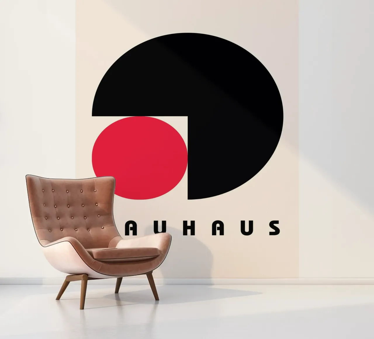 Minimalist Bauhaus Poster - Red & Black Circle Abstract photo wallpaper by NorwesClub