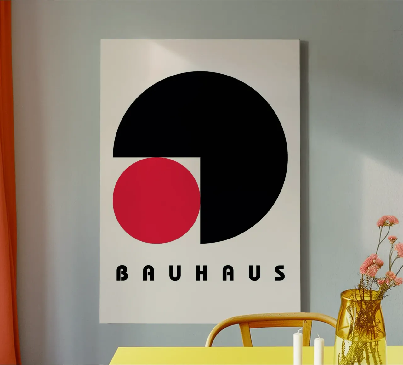 Minimalist Bauhaus Poster - Red & Black Circle Abstract canvas by NorwesClub