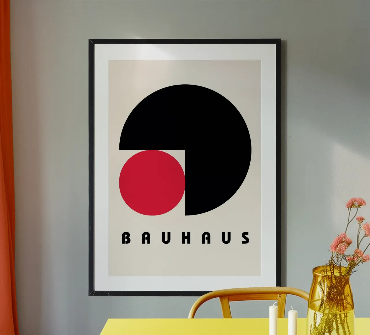 Minimalist Bauhaus Poster - Red & Black Circle Abstract poster by NorwesClub