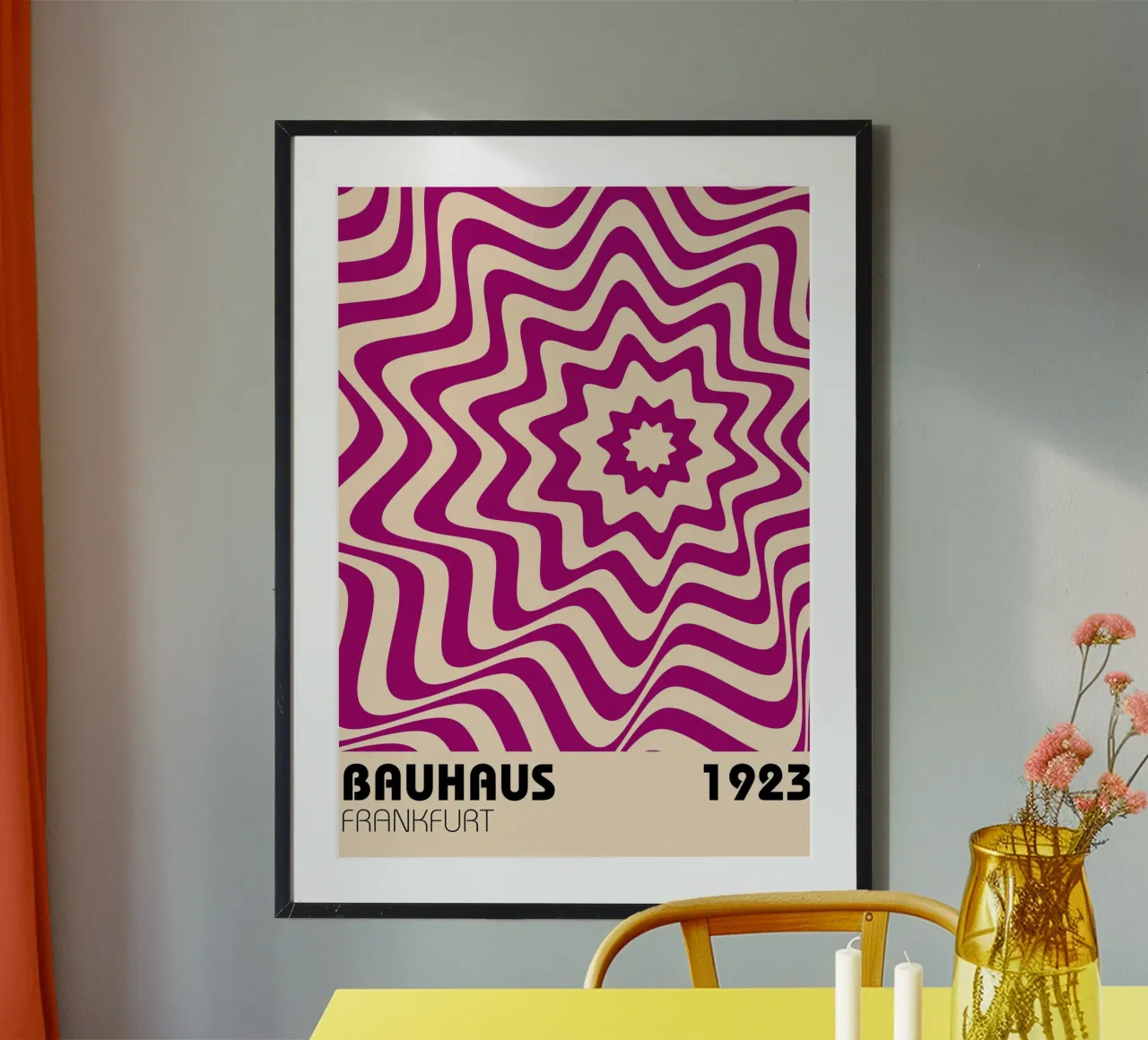 Bauhaus 1923 Wavy Psychedelic Art Print | Retro Star Poster von NorwesClub