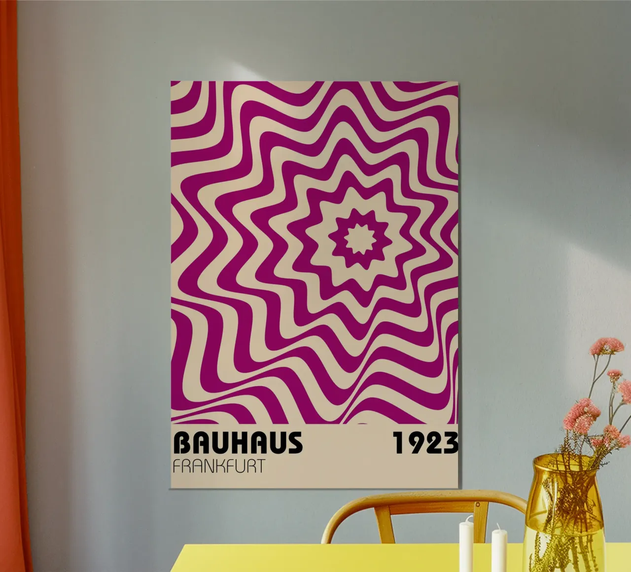 Bauhaus 1923 Wavy Psychedelic Art Print | Retro Star Poster von NorwesClub