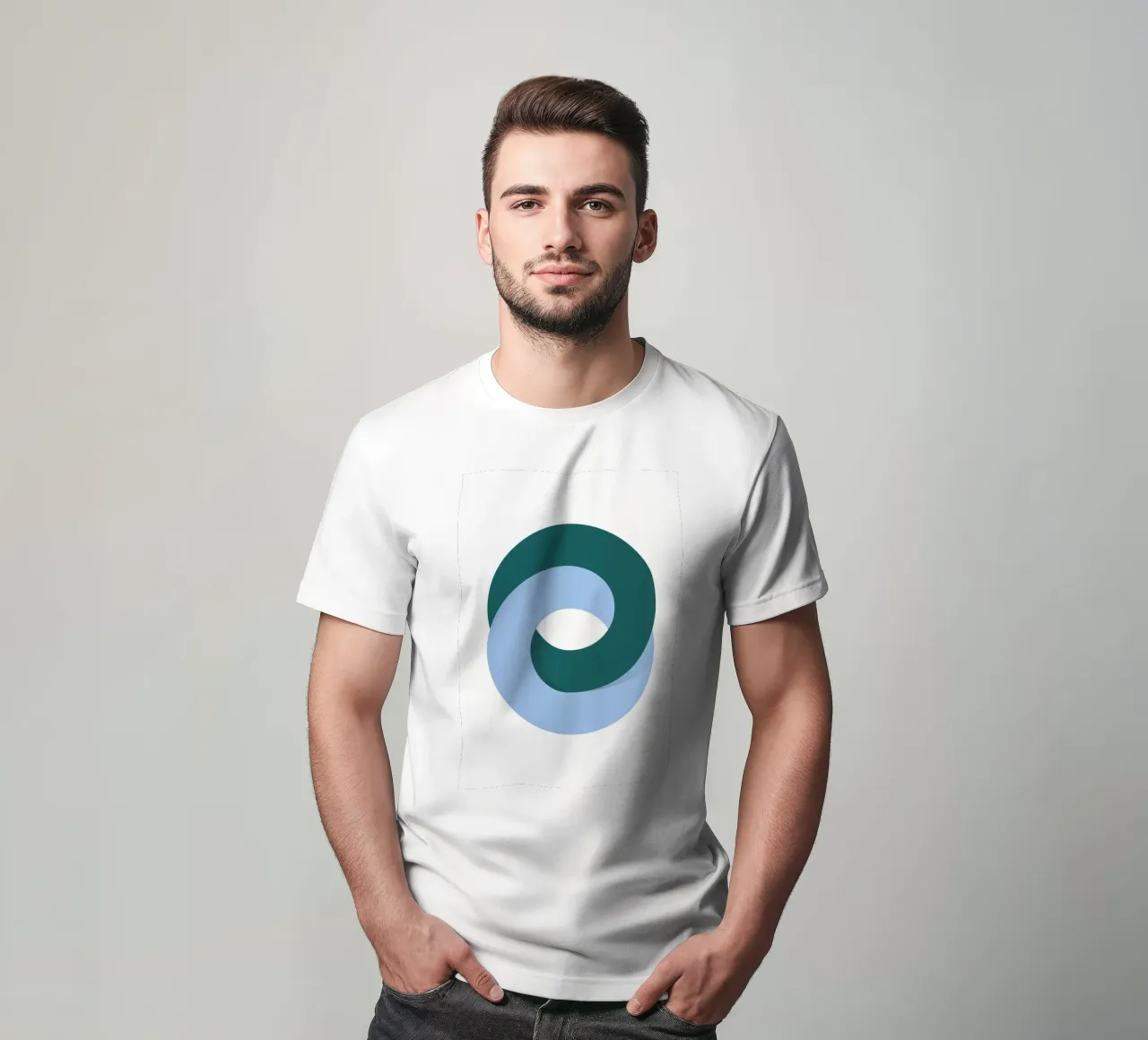 Moderne abstracte oneindige lus print | Blauw & groen kunst t-shirt van NorwesClub
