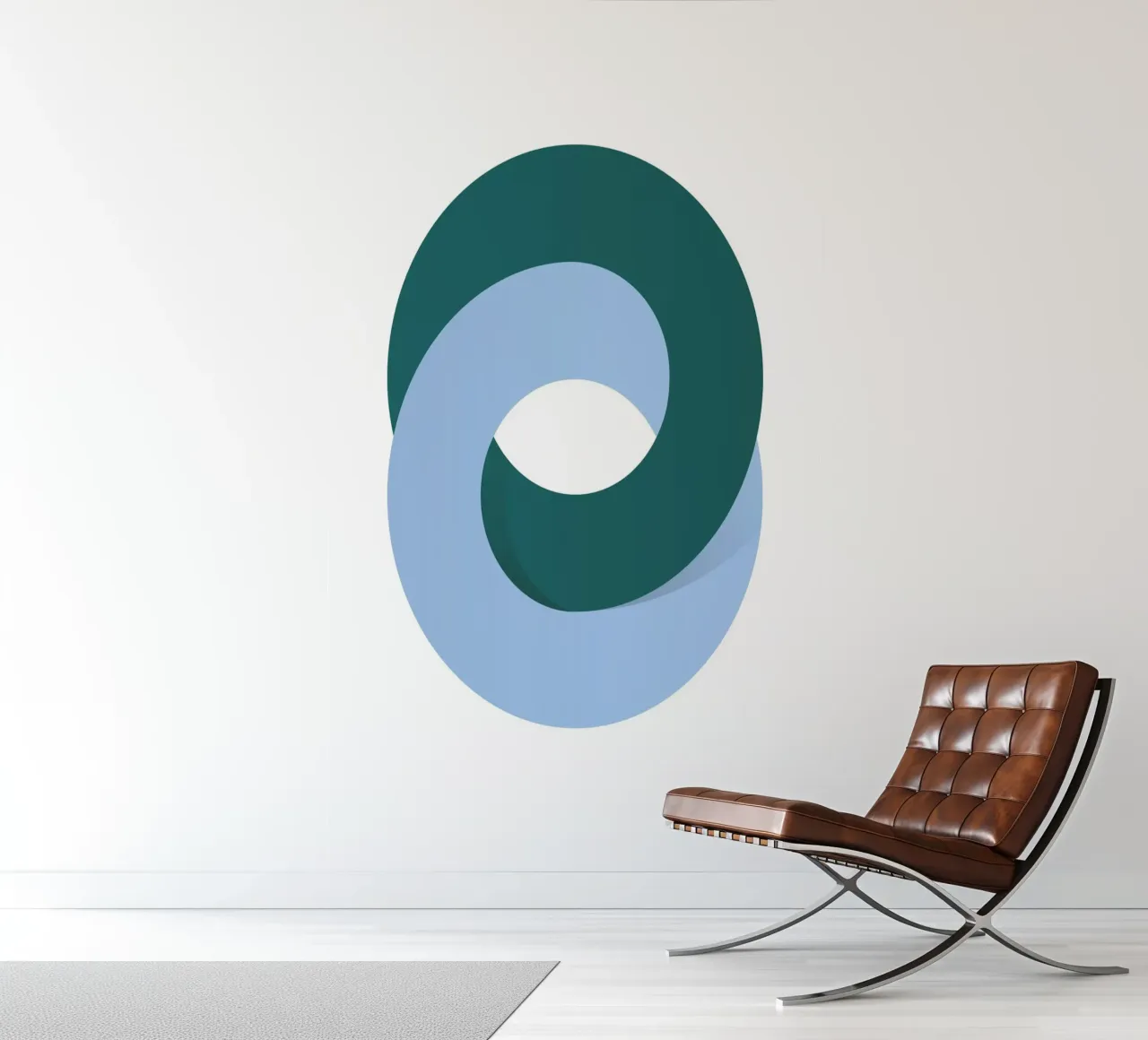 Modern Abstract Infinity Loop Print | Teal & Blue Art photo wallpaper by NorwesClub