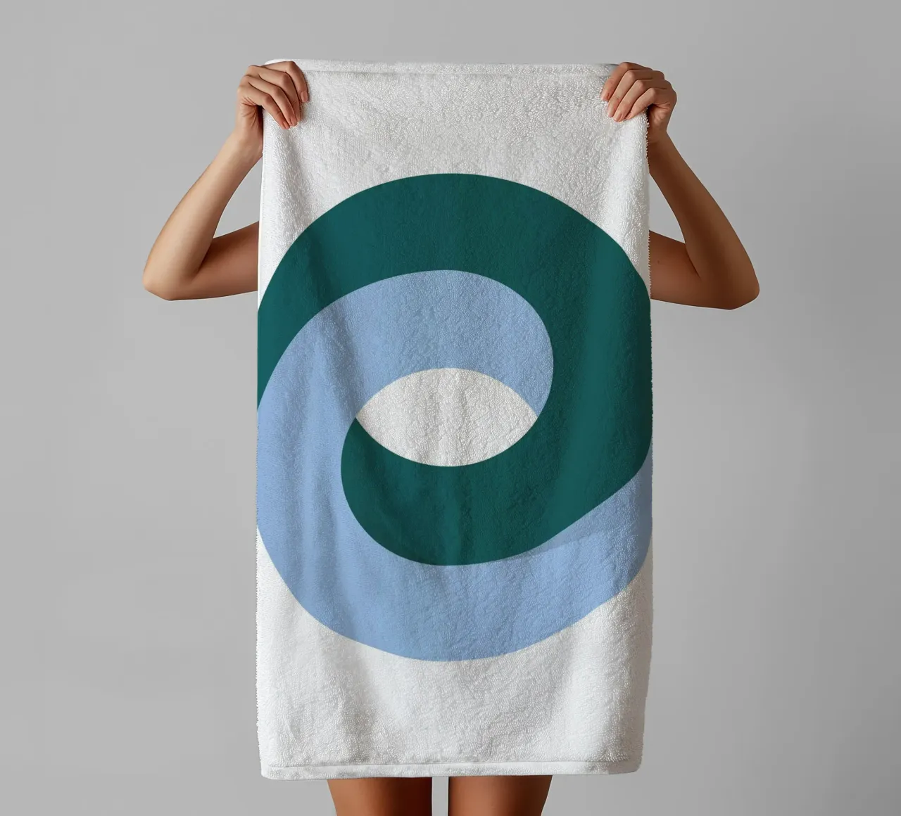Modern Abstract Infinity Loop Print | Teal & Blue Art towel by NorwesClub