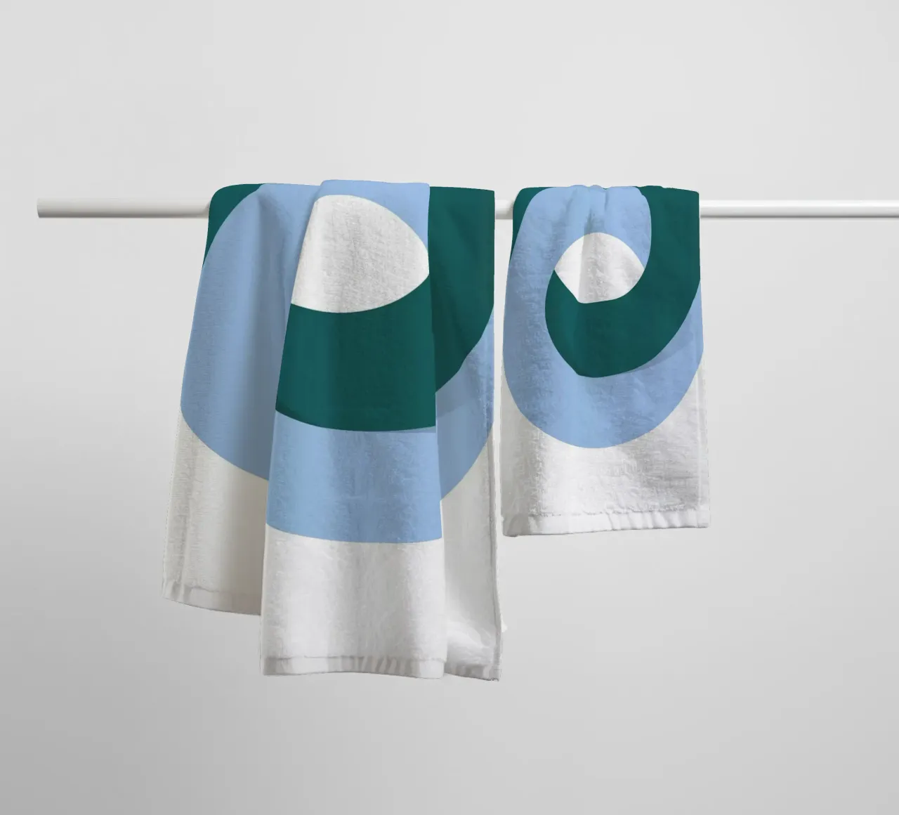 Modern Abstract Infinity Loop Print | Teal & Blue Art towel by NorwesClub