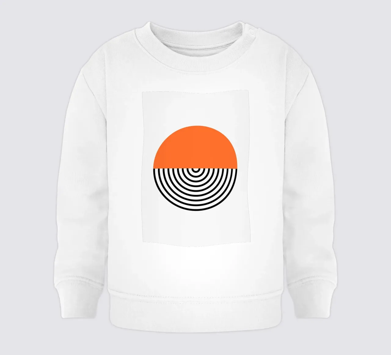 Stampa astratta di cerchi geometrici e linee arancioni e nere felpa neonato da NorwesClub