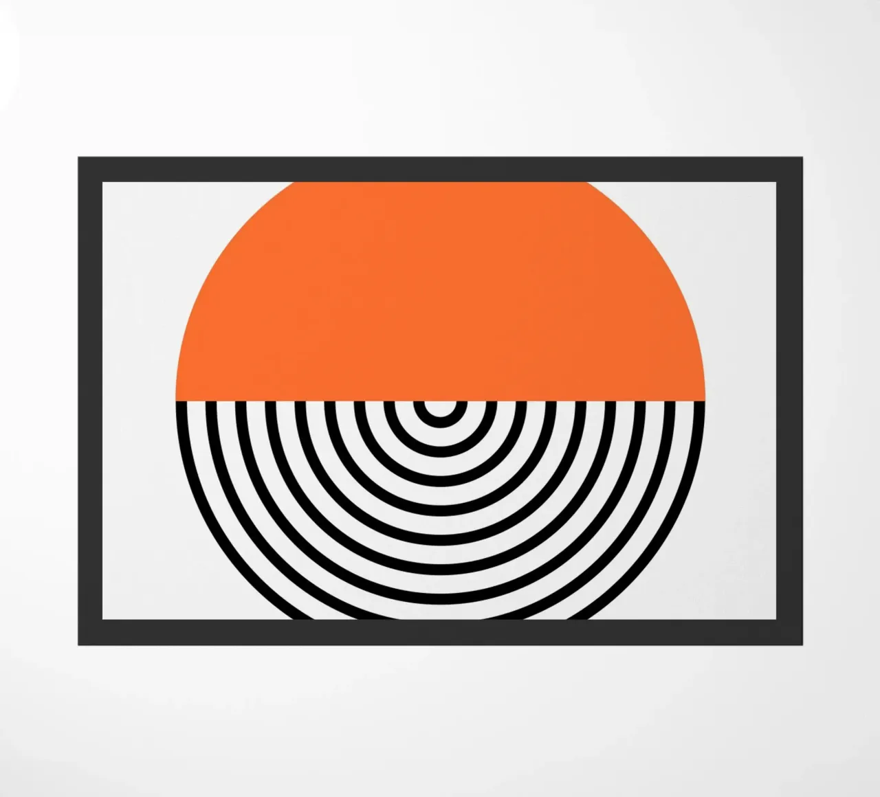 Abstract Geometric Circle Print | Orange & Black Lines doormat by NorwesClub