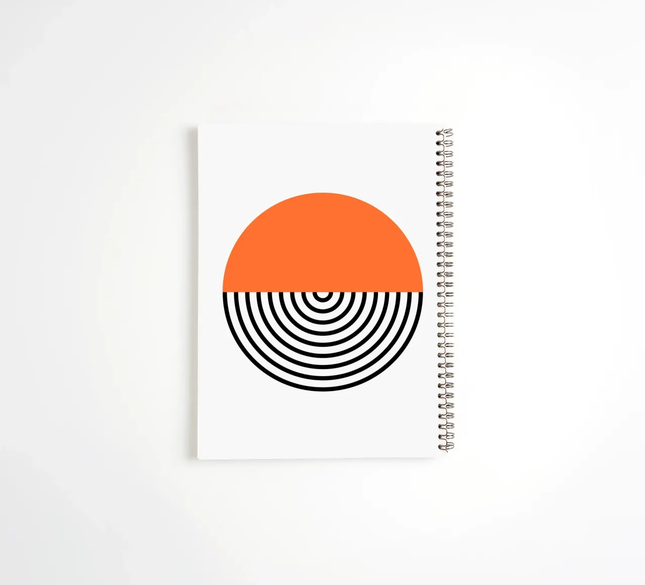 Abstract Geometric Circle Print | Orange & Black Lines spiral notebook by NorwesClub