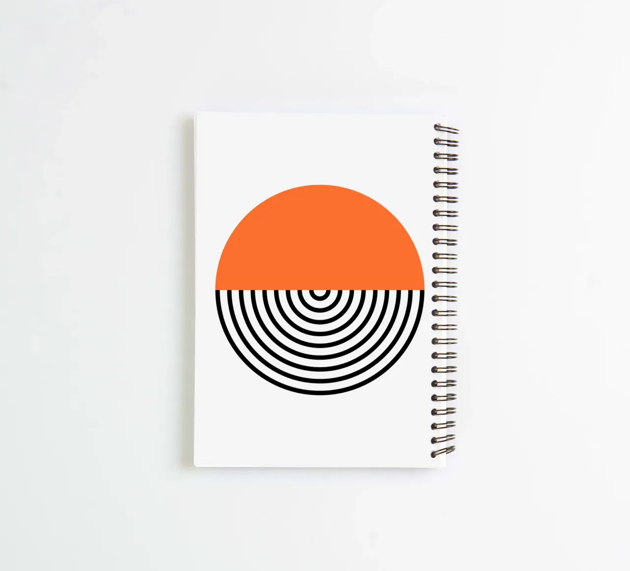 Abstract Geometric Circle Print | Orange & Black Lines spiral notebook by NorwesClub