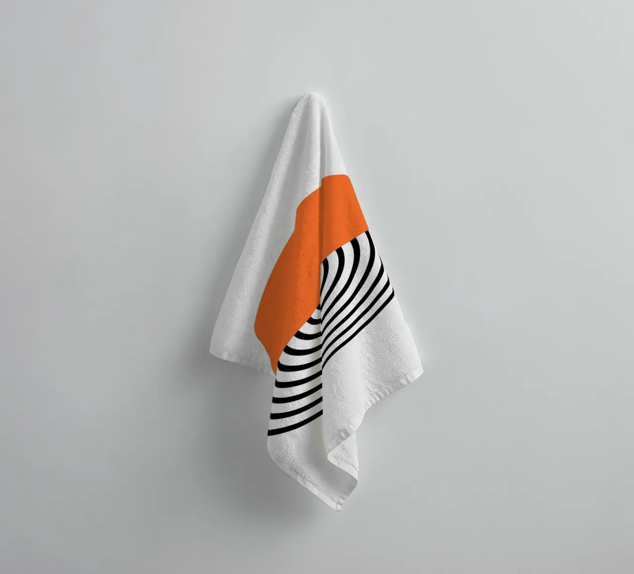 Abstract Geometric Circle Print | Orange & Black Lines towel by NorwesClub