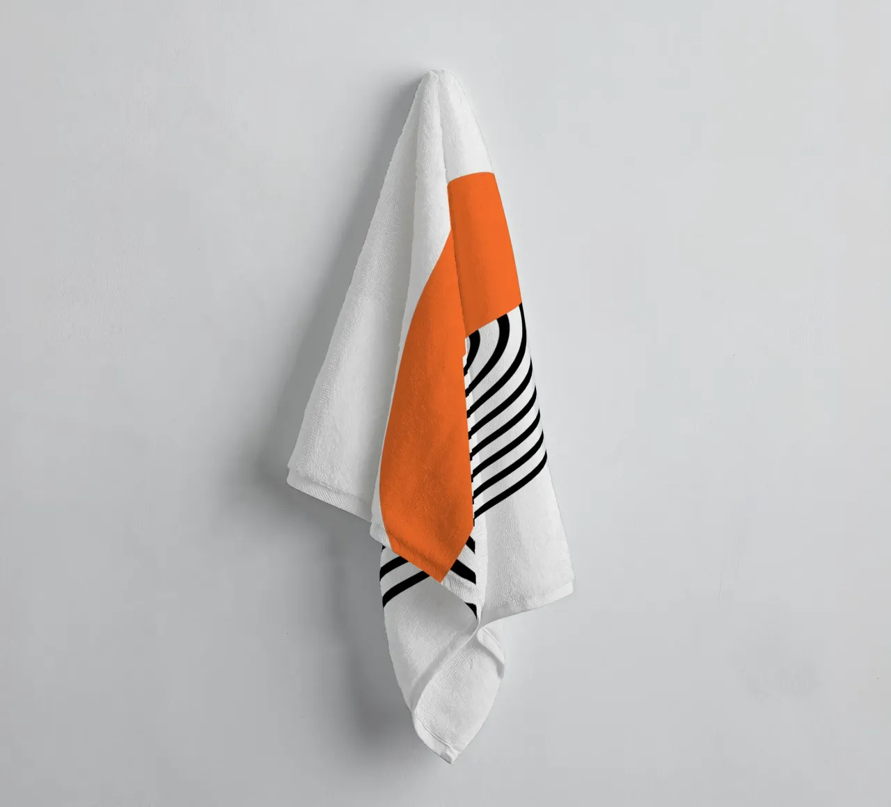Abstract Geometric Circle Print | Orange & Black Lines towel by NorwesClub