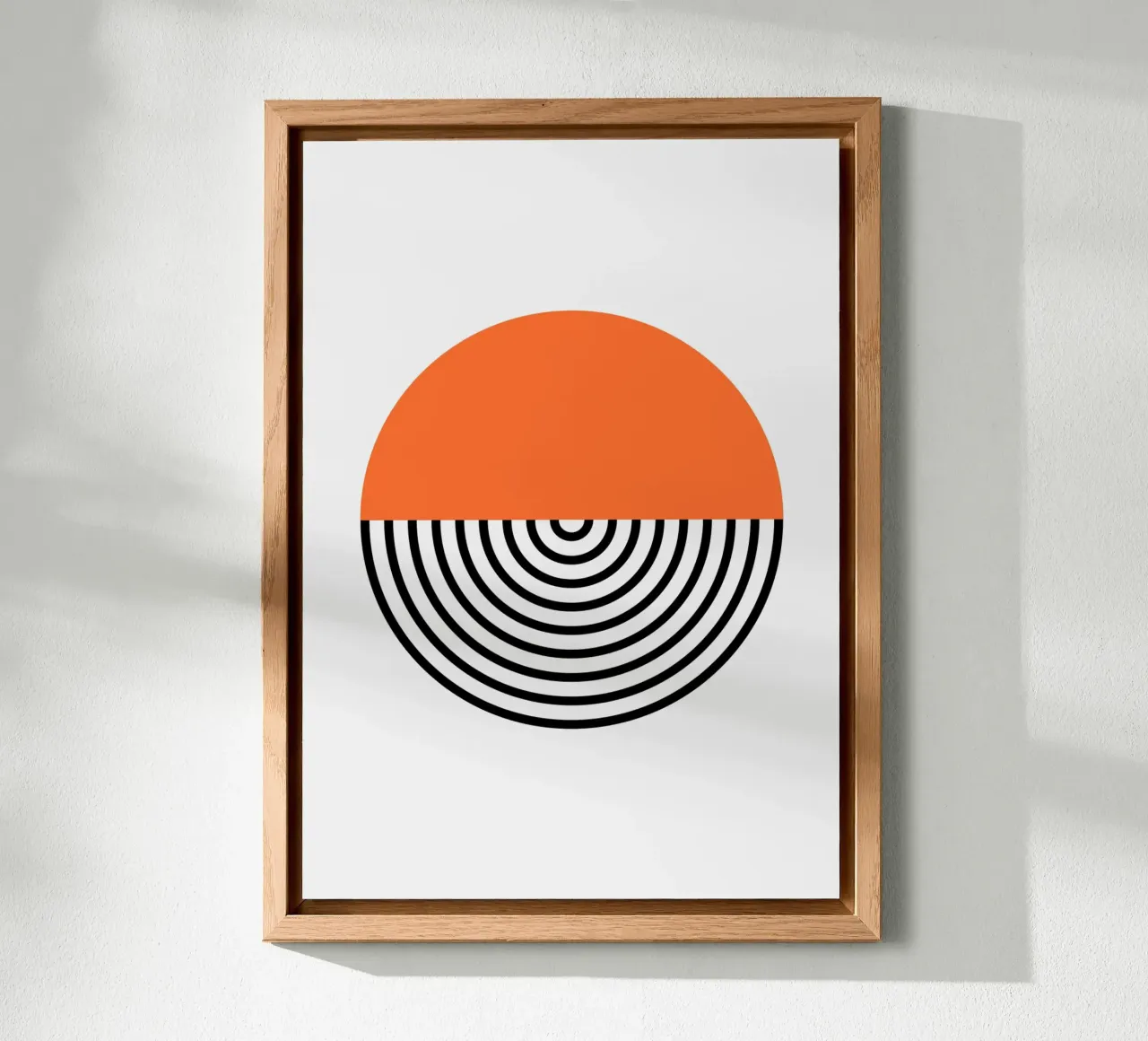 Abstract Geometric Circle Print | Orange & Black Lines alu-dibond by NorwesClub