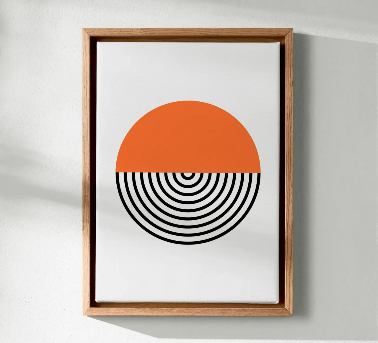 Abstract Geometric Circle Print | Orange & Black Lines canvas by NorwesClub