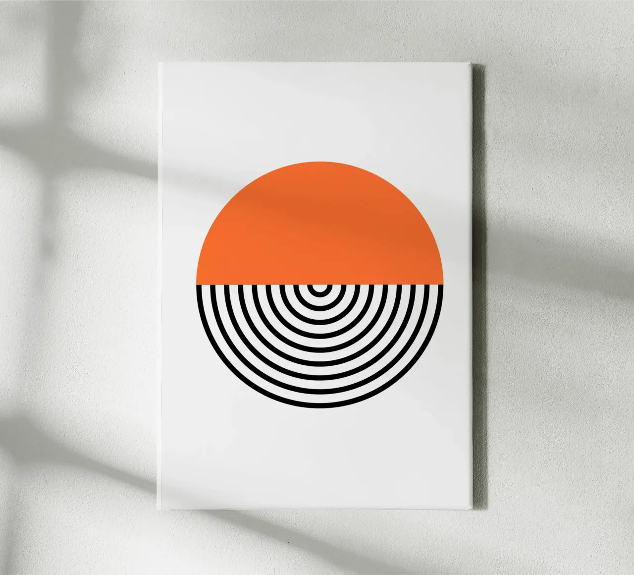 Abstract Geometric Circle Print | Orange & Black Lines canvas by NorwesClub