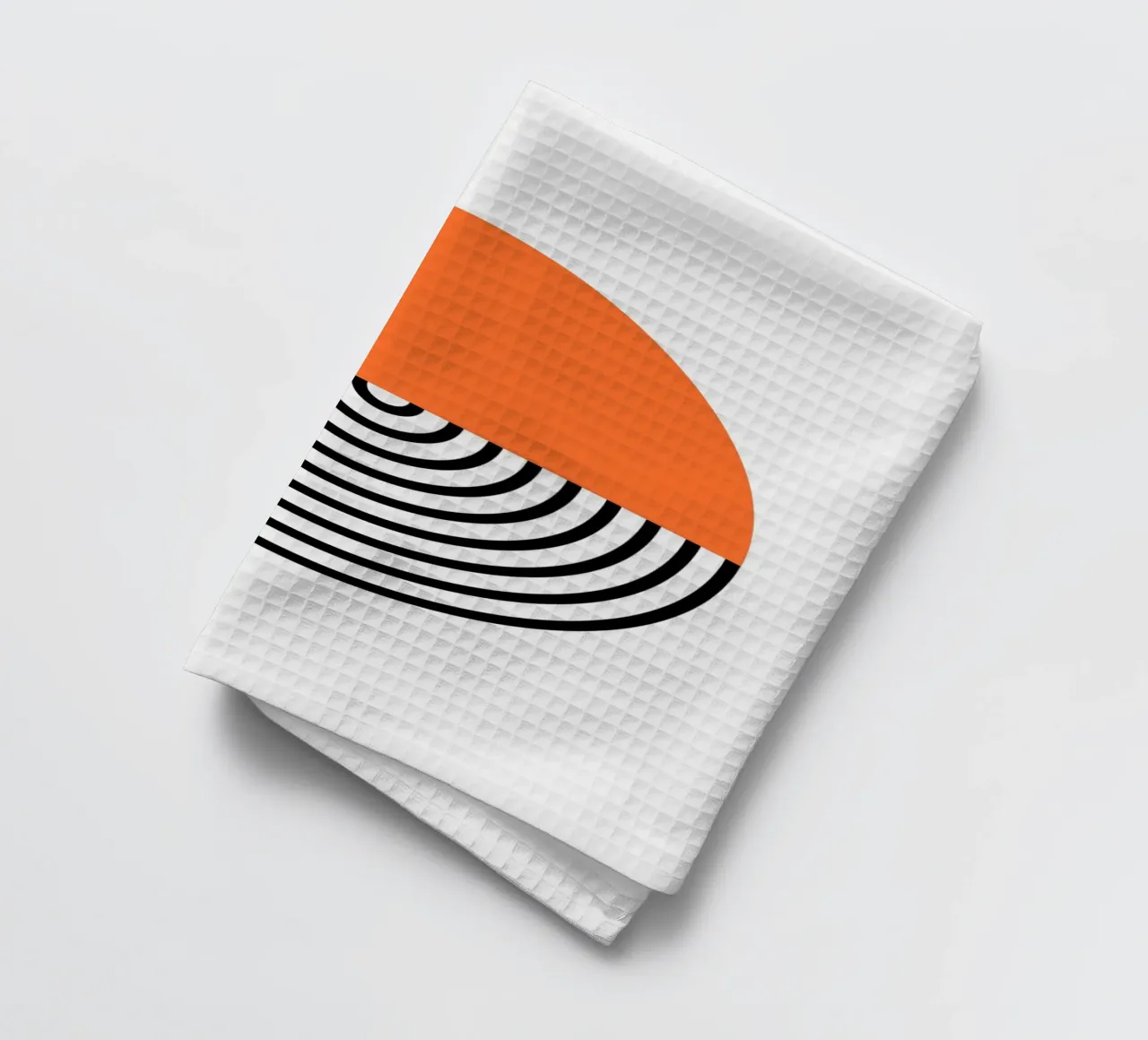 Abstract Geometric Circle Print | Orange & Black Lines tea towel by NorwesClub