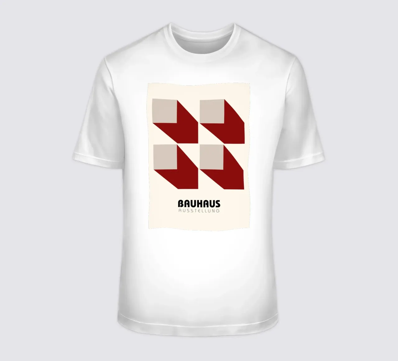 Bauhaus Mostra 3D Forme Geometriche Poster | Rosso Grigio t-shirt da NorwesClub