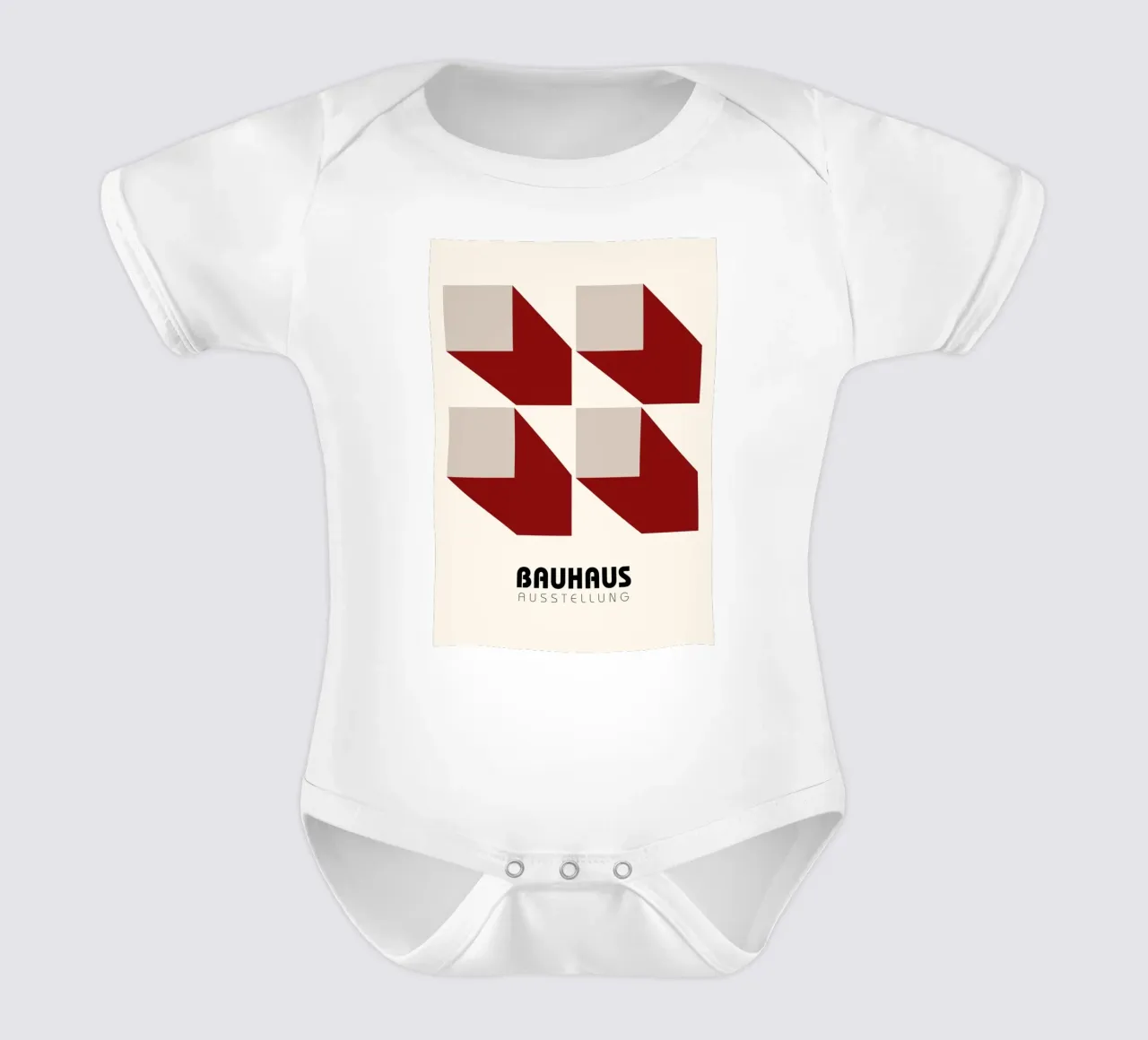 Bauhaus Mostra 3D Forme Geometriche Poster | Rosso Grigio body neonato maniche corte da NorwesClub