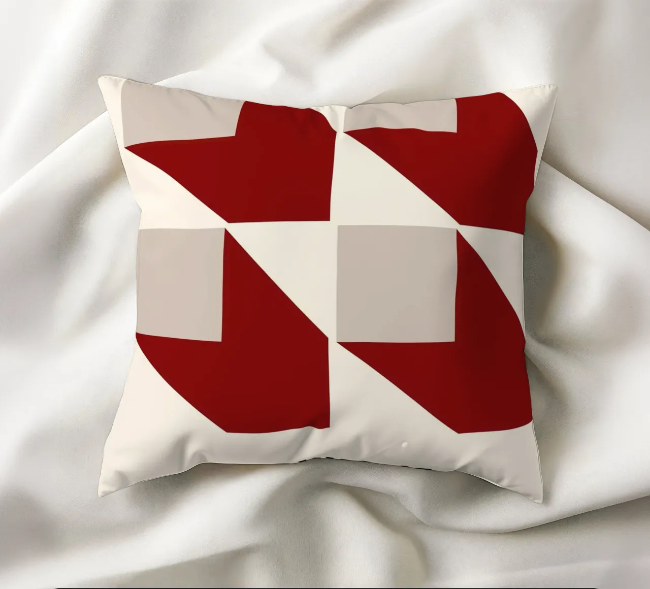 Bauhaus Mostra 3D Forme Geometriche Poster | Rosso Grigio cuscino da NorwesClub
