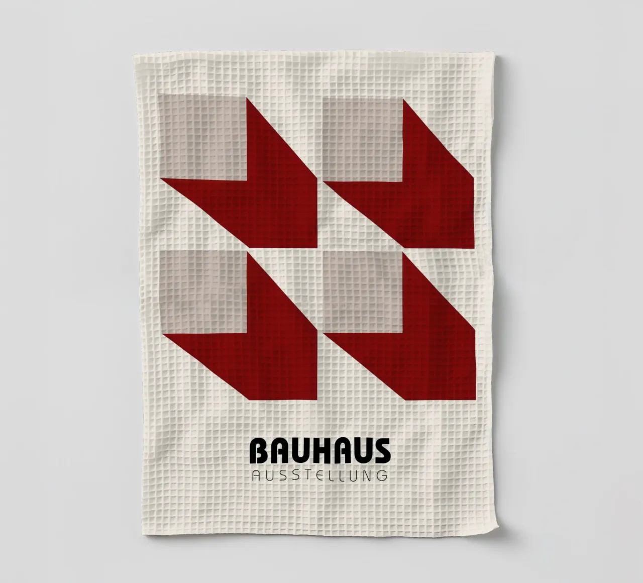 Bauhaus Mostra 3D Forme Geometriche Poster | Rosso Grigio canovaccio da cucina da NorwesClub
