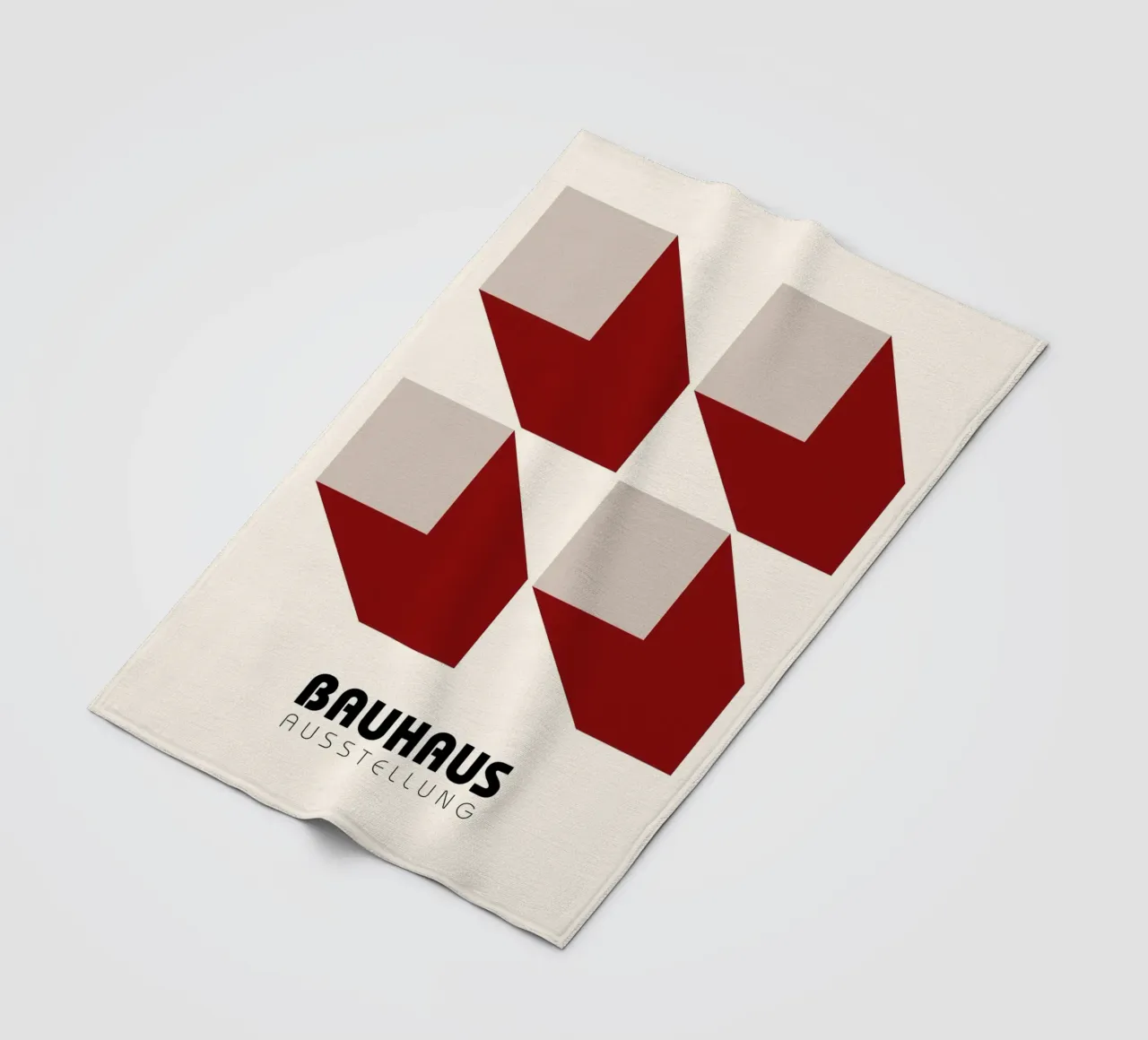 Bauhaus Mostra 3D Forme Geometriche Poster | Rosso Grigio coperta in pile da NorwesClub