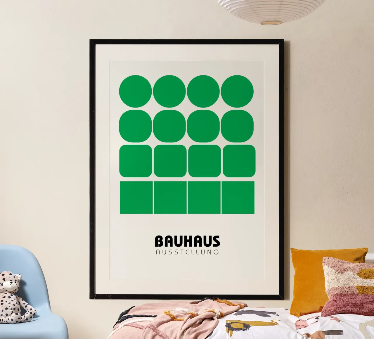 Bauhaus-Ausstellung Green Shapes Poster | Circle to Square Poster von NorwesClub