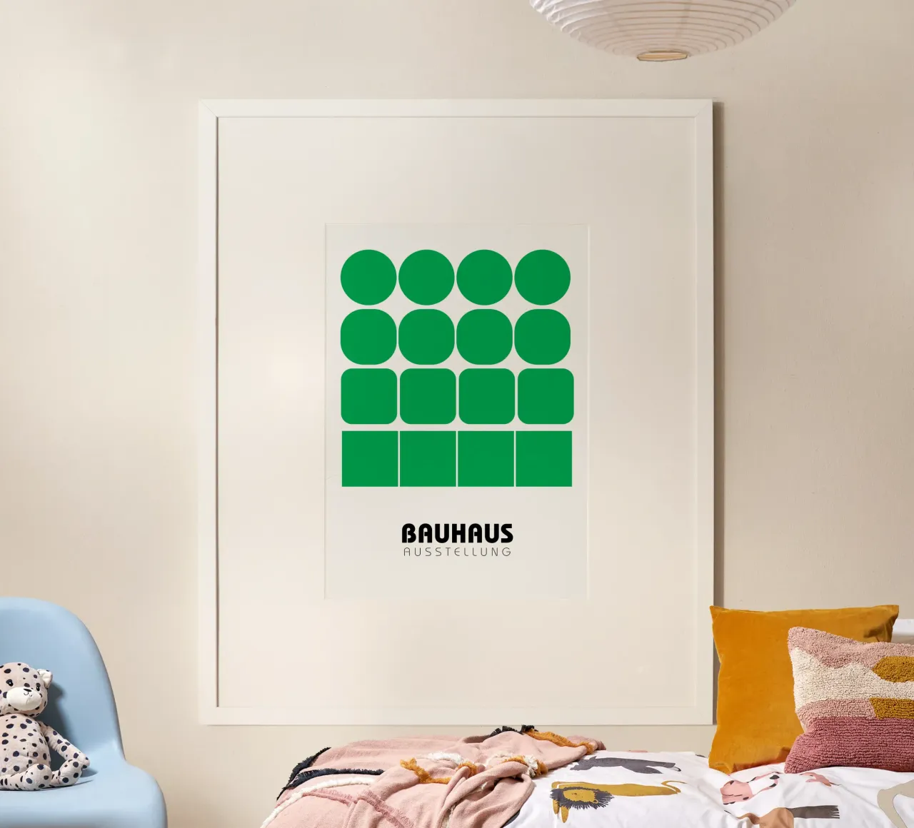 Bauhaus-Ausstellung Green Shapes Poster | Circle to Square Poster von NorwesClub