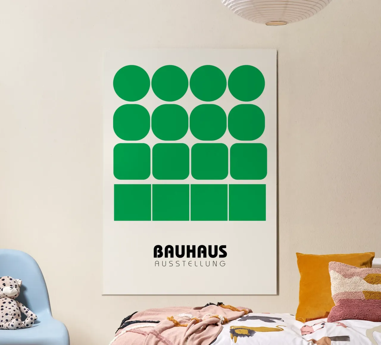 Bauhaus-Ausstellung Green Shapes Poster | Circle to Square Poster von NorwesClub