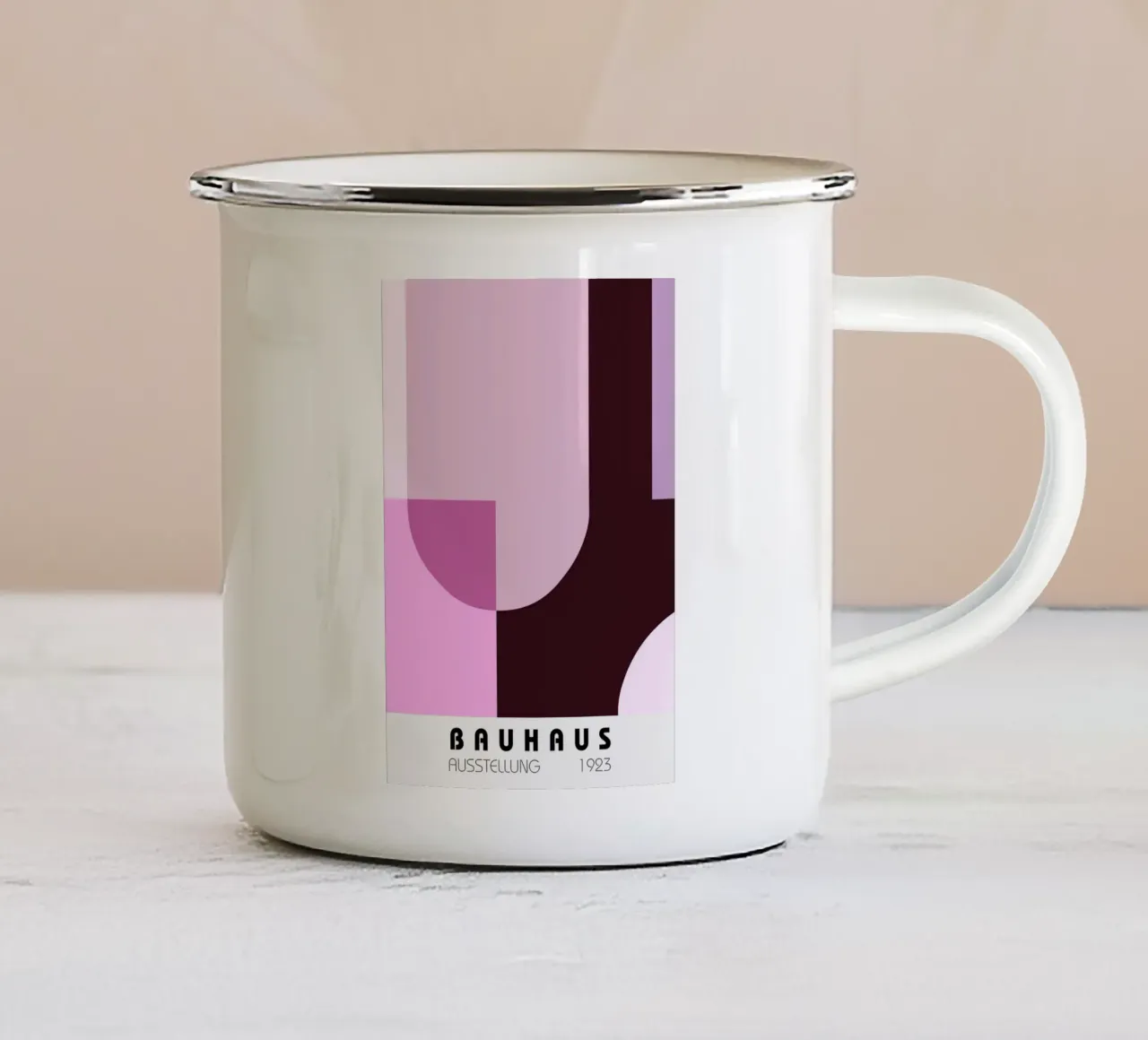 Linee ondulate astratte Glitch Art | Stampa in bianco e nero tazza in smalto da NorwesClub