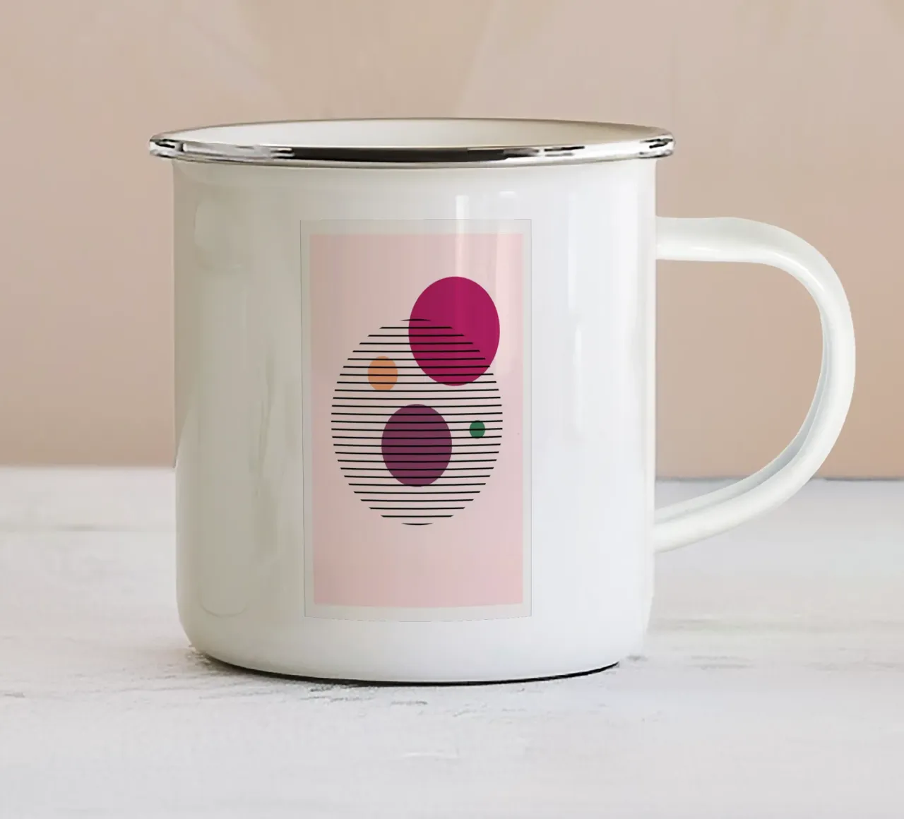 Bauhaus Ulm Mid-Century Modern Circles Poster Art enamel mug by NorwesClub