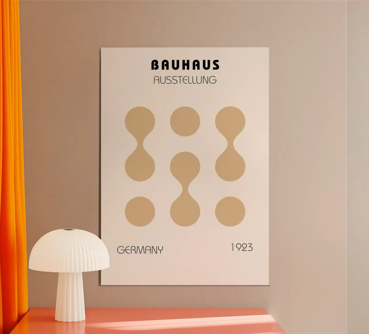 Bauhaus 1923 Beige Abstract Geometric Art Print Poster mit Kunststoffrahmen von NorwesClub
