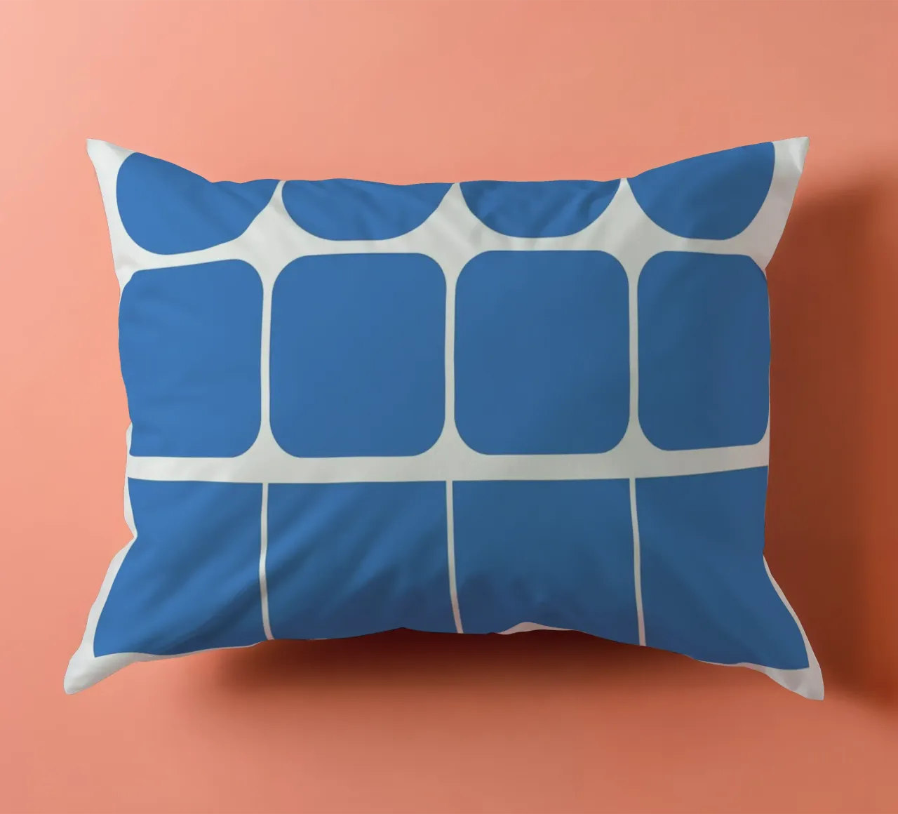 Poster della mostra Bauhaus Forme geometriche blu cuscino da NorwesClub