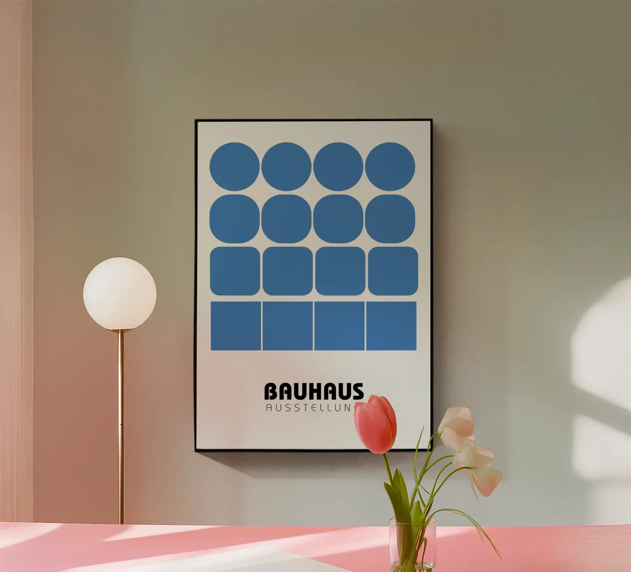 Poster della mostra Bauhaus Forme geometriche blu plexiglass da NorwesClub