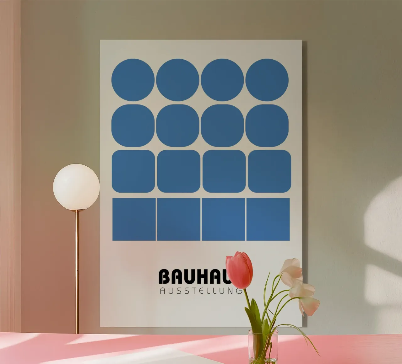 Poster della mostra Bauhaus Forme geometriche blu plexiglass da NorwesClub