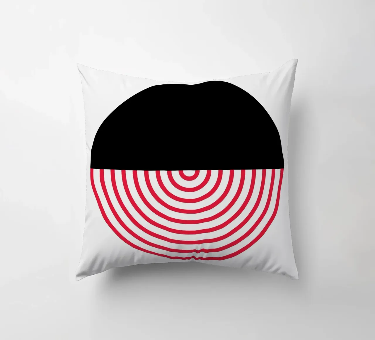 Geometric Split Circle Red Arcs Modern Art Print decorative cushion by NorwesClub