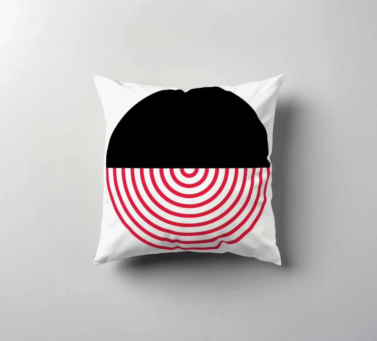 Geometric Split Circle Red Arcs Modern Art Print decorative cushion by NorwesClub