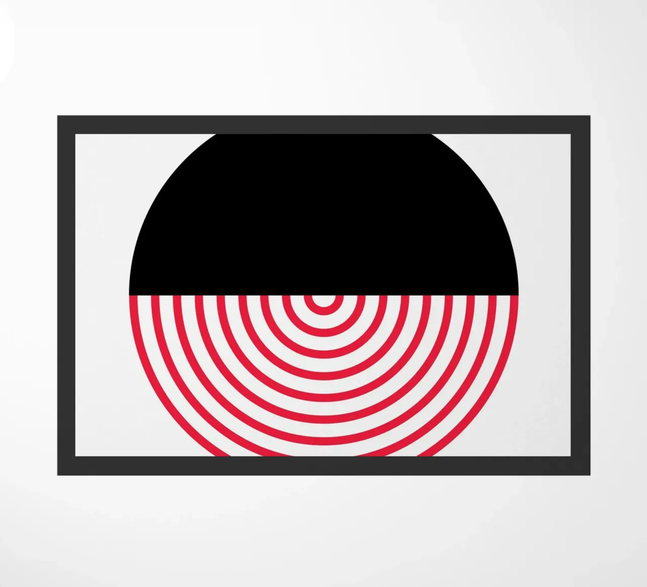 Geometric Split Circle Red Arcs Modern Art Print doormat by NorwesClub
