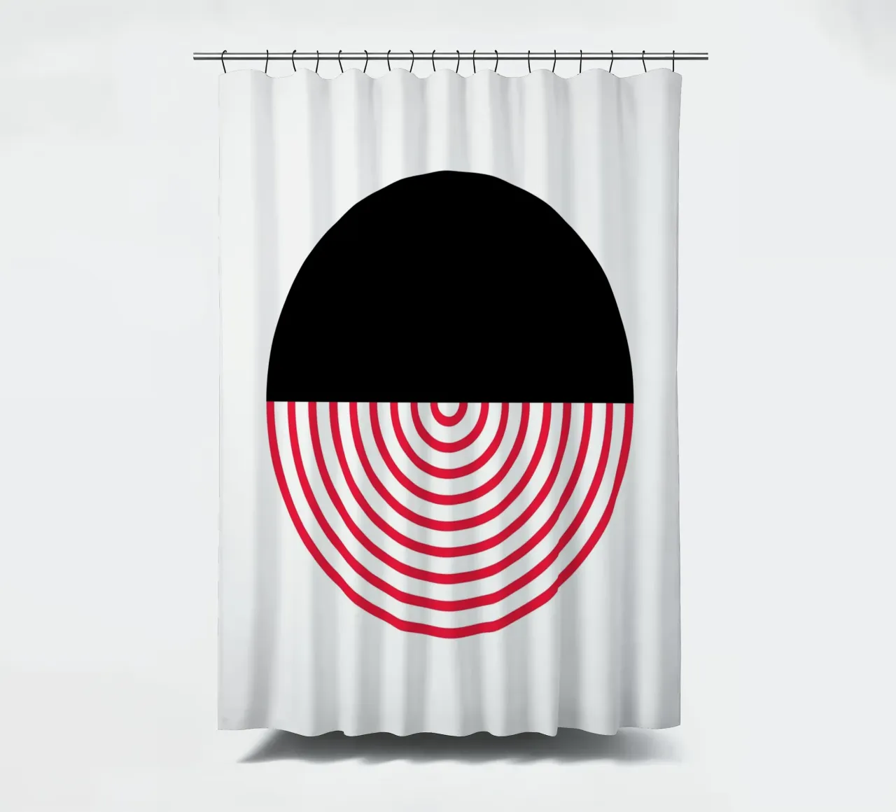 Geometric Split Circle Red Arcs Modern Art Print shower curtain by NorwesClub