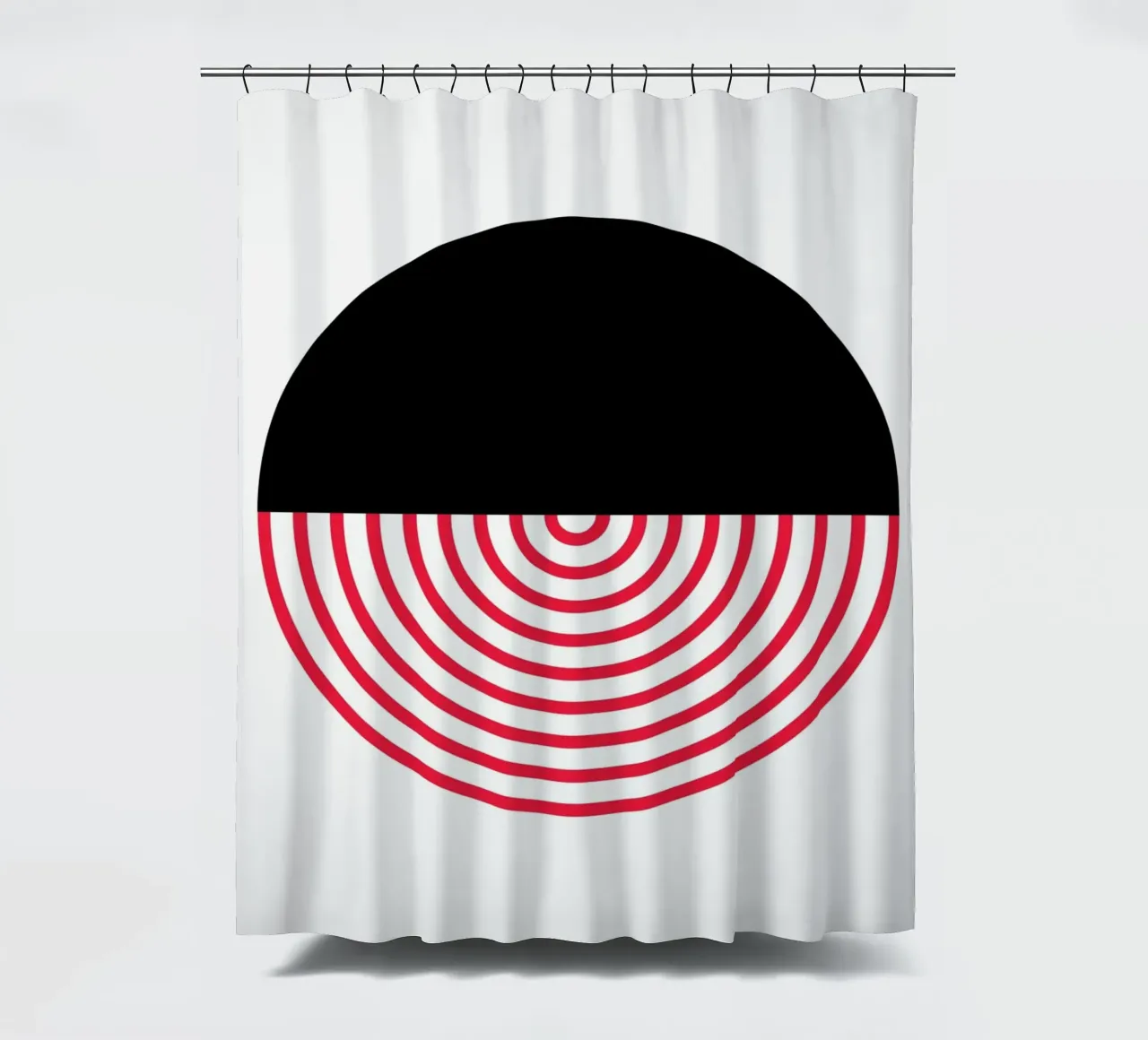Geometric Split Circle Red Arcs Modern Art Print shower curtain by NorwesClub