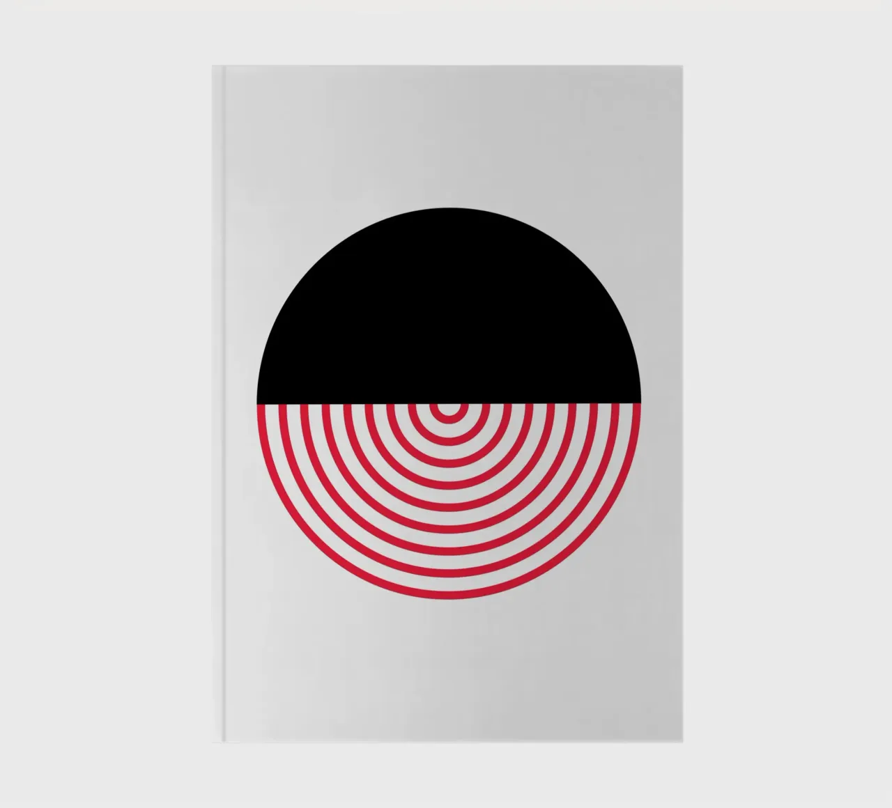 Geometric Split Circle Red Arcs Modern Art Print notebook by NorwesClub