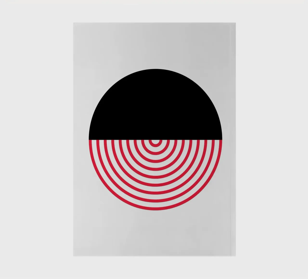 Geometric Split Circle Red Arcs Modern Art Print notebook by NorwesClub