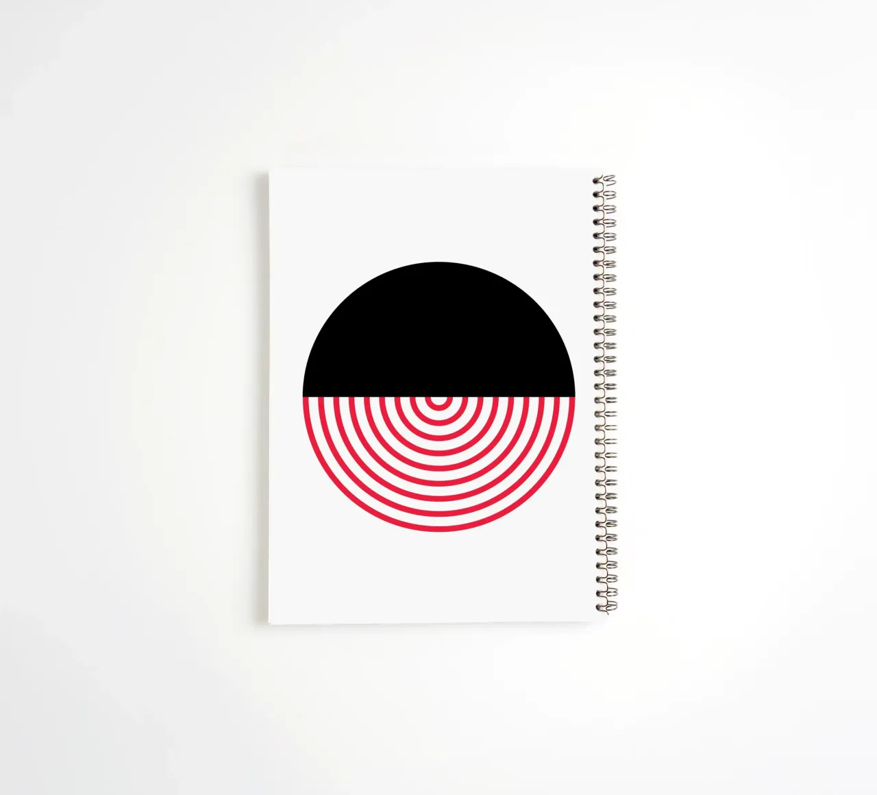 Geometric Split Circle Red Arcs Modern Art Print spiral notebook by NorwesClub
