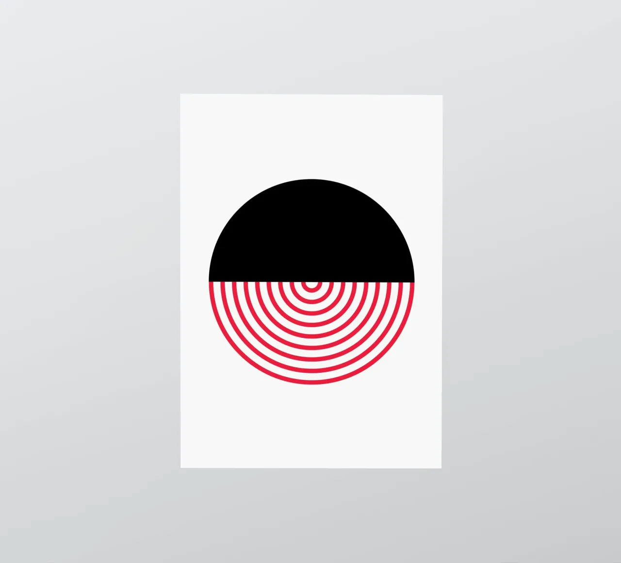 Geometric Split Circle Red Arcs Modern Art Print sticker by NorwesClub
