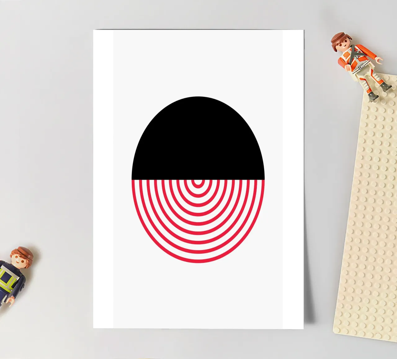 Geometric Split Circle Red Arcs Modern Art Print sticker sheet by NorwesClub