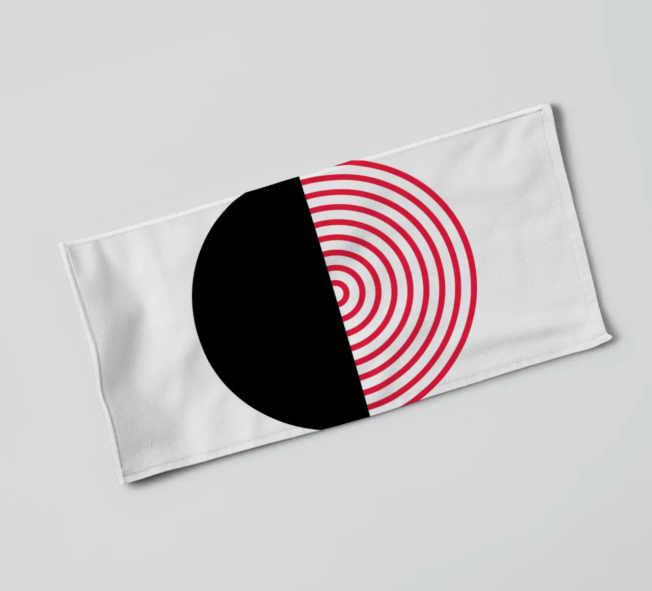Geometric Split Circle Red Arcs Modern Art Print towel by NorwesClub