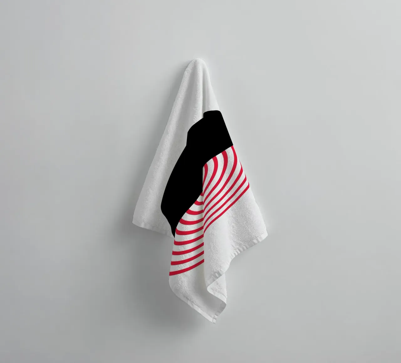 Geometric Split Circle Red Arcs Modern Art Print towel by NorwesClub